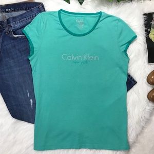 Calvin Klein New York Green Tee Metallic Print